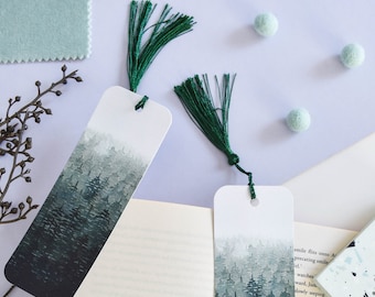 Misty Forest Bookmark - Luxury Bookmark with Tassel - Velvet Touch Misty Forest Bookmark