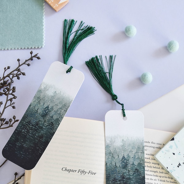 Misty Forest Bookmark - Luxury Bookmark with Tassel - Velvet Touch Misty Forest Bookmark