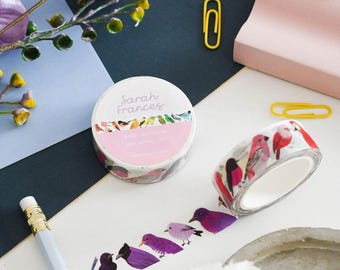 Rainbow Birds Washi Tape - Colourful Birds Tape - Bird Paper Tape - Bird Rainbow Paper Tape - Eco friendly Tape - Bird Rainbow Washi Tape