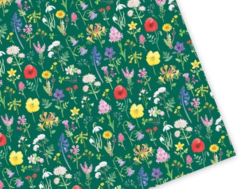 Wildflowers Wrapping Paper - Floral Gift Wrap - British Wildflowers Gift Wrap - Wildflowers Gift Wrap - Recyclable Wrapping Paper