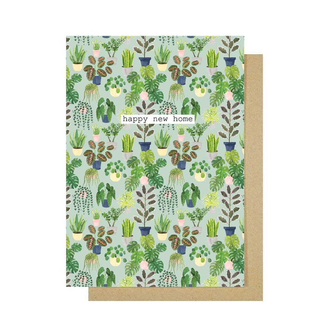 House Plants New Home Card New Home Plants Card New Home Greeting Card Indoor Plants Card Plant