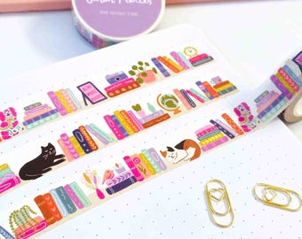 Bücherregal Washi Tape - Bücherwurm Tape - Bücher Washi Tape - Pflanzen Regal Washi Tape - Leser Washi Tape