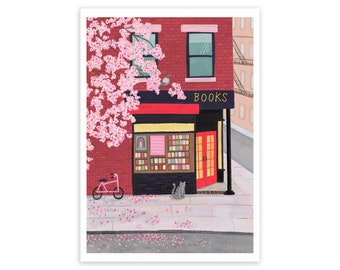 New York Book Shop Art Print - Shop Front Art Print - Book Lover Print - New York Print - Book Shop Art Print - Travel Print