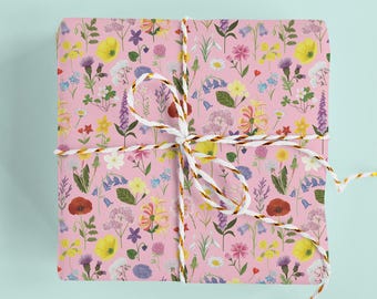 Wildflowers Wrapping Paper - Floral Gift Wrap - British Wildflowers Gift Wrap - Wildflowers Gift Wrap - Recyclable Wrapping Paper