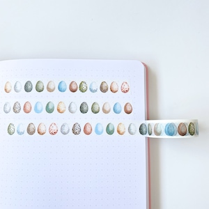 Cinta washi de huevos de aves británicas - Cinta washi de huevos de colores - Cinta para bullet journal - Cinta ecológica - Cinta washi de huevos de pájaro - Naturaleza británica