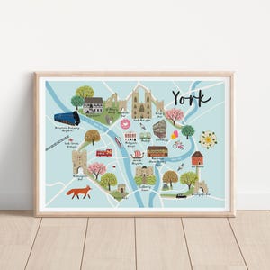Mapa de York - Póster del mapa de York - Impresión del mapa de York - Mapa de la ciudad de York - Mapa de viaje de York - Mapa ilustrado de York, Inglaterra, Reino Unido