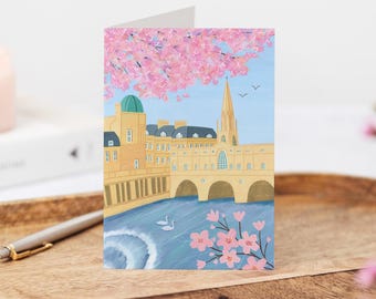Pulteney Bridge, Bath Card - Illustrated Bath Cityscape