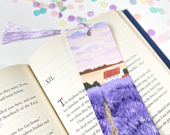 Lavender Field Bookmark - Landscape Bookmark - Luxury Bookmark with Tassel - Velvet Touch Cotswolds Bookmark