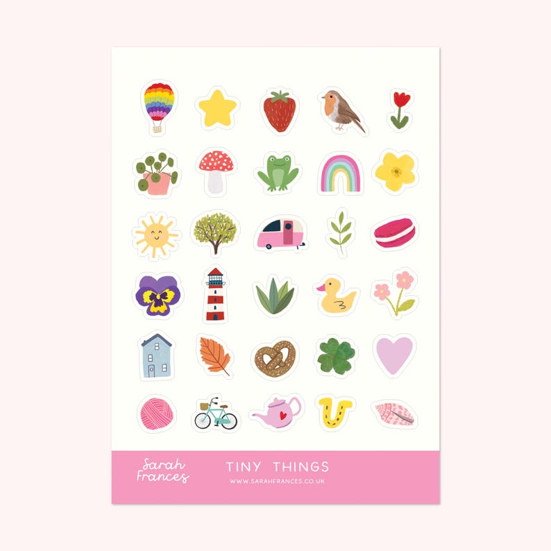 Tiny Things Sticker Sheet - Mini Random Things Stickers - Mini Stickers ...