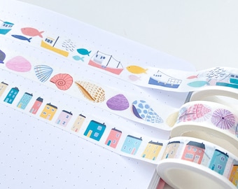 Seaside Washi Tape Set - Pack of Three Washi Tapes - Coastal Washi Tape - By The Sea Washi Tape - Paper Tape