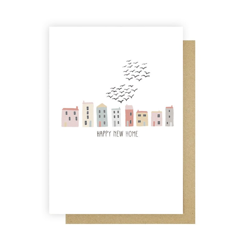 Happy New Home Card Illustrated New Home Greetings Card Housewarming Card Home Sweet Home Card New House Card image 1