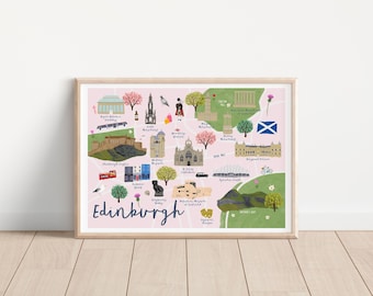 Edinburgh Map Print - Map of Edinburgh - Illustrated Edinburgh Map - Scotland Art Print - Edinburgh Print Gift - Edinburgh Wall Art