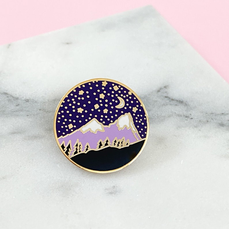Mountain Enamel Pin Mountain Lapel Pin Travel Pin Hard Etsy