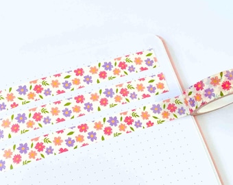 Spring Florals Washi Tape - Pastel Flowers Washi Tape - Floral Washi Tape - Pink and Lilac Flowers Washi Tape - Bullet Journal Tape