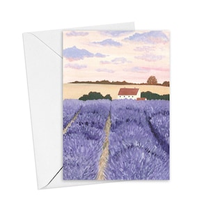 Lavande Cottage Art Card - Carte de voeux vierge - Carte Lonely Cottage