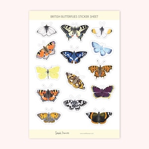 British Butterfly Stickers - Illustrated Stickers - Planner Stickers - Bullet Journal Stickers - Sticker Sheet - BuJo Stickers