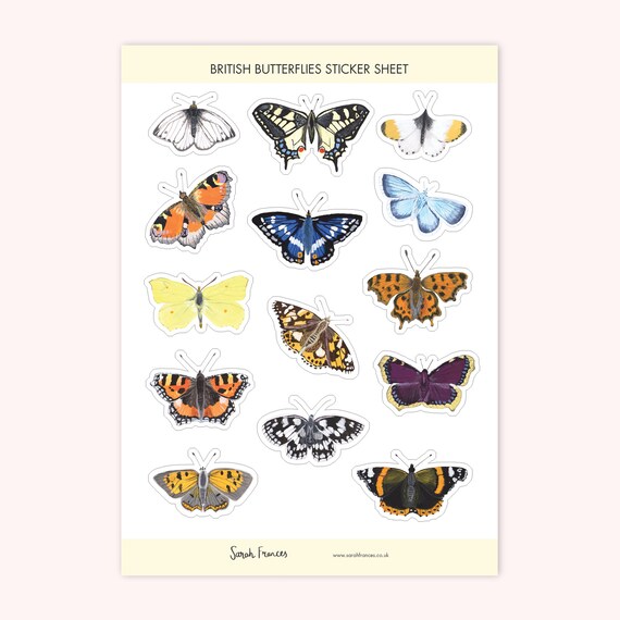 British Butterfly Stickers - Illustrated Stickers - Planner Stickers - Bullet Journal Stickers - Sticker Sheet - BuJo Stickers