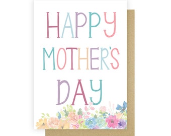 Happy Mother's Day Card - Mother's Day Greetings Card - Floral Card for Mum - Mother's Day Gift