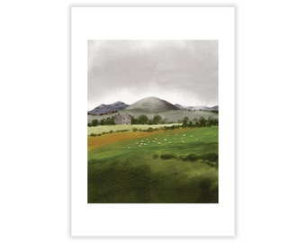 Welsh Mountains Watercolour Art Print - Limited Edition