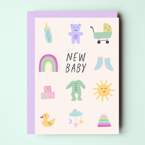 Carte de naissance - Carte de naissance illustrée - Carte d'arrivée de bébé - Carte de naissance non sexiste