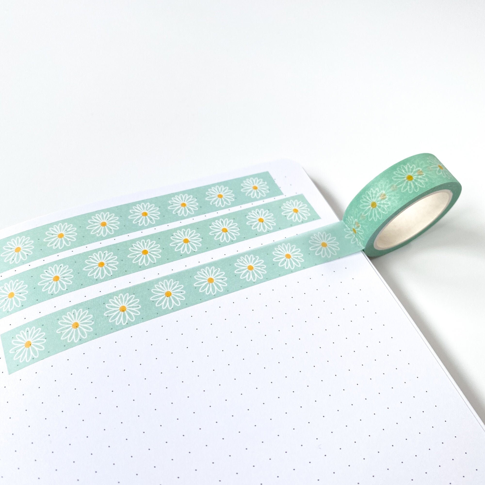 Daisy Washi Tape Aqua Daisies Washi Tape Floral Washi Tape Etsy UK