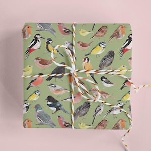 British Birds Wrapping Paper - Bird Gift Wrap - Garden Birds Gift Wrap - Nature Gift Wrap - Recyclable Wrapping Paper