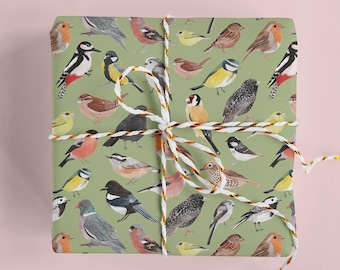 British Birds Wrapping Paper - Bird Gift Wrap - Garden Birds Gift Wrap - Nature Gift Wrap - Recyclable Wrapping Paper