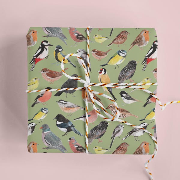 British Birds Wrapping Paper - Bird Gift Wrap - Garden Birds Gift Wrap - Nature Gift Wrap - Recyclable Wrapping Paper