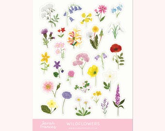 British Wildflower Sticker Sheet - Illustrated Stickers - Planner Stickers - Bullet Journal Stickers - British Nature Sticker Sheet