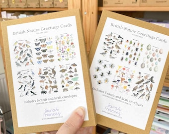 Mazzi di cartoline a tema natura britannica - Set di biglietti d'auguri a tema natura britannica - Set di biglietti d'auguri - Set di cartoline con schema naturalistico