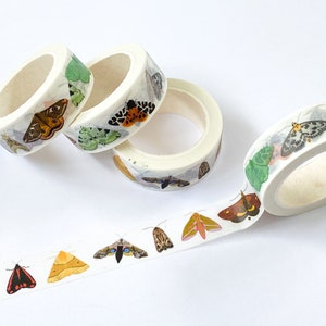 British Moths Washi Tape Bullet Journal Tape Eco Friendly Tape Insect Washi Tape Moth Paper Tape Masking Tape image 3