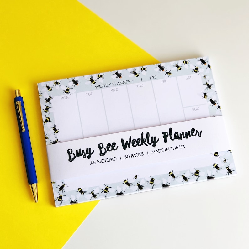 Busy Bee Notepad Weekly Planner A5 Notepad to Do List Etsy