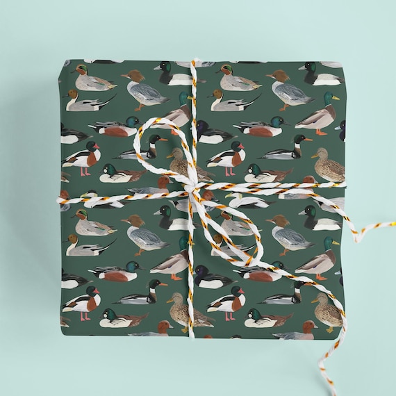 British Ducks Wrapping Paper - Green Duck Gift Wrap - Green Bird Gift Wrap - Nature Gift Wrap - Recyclable Wrapping Paper