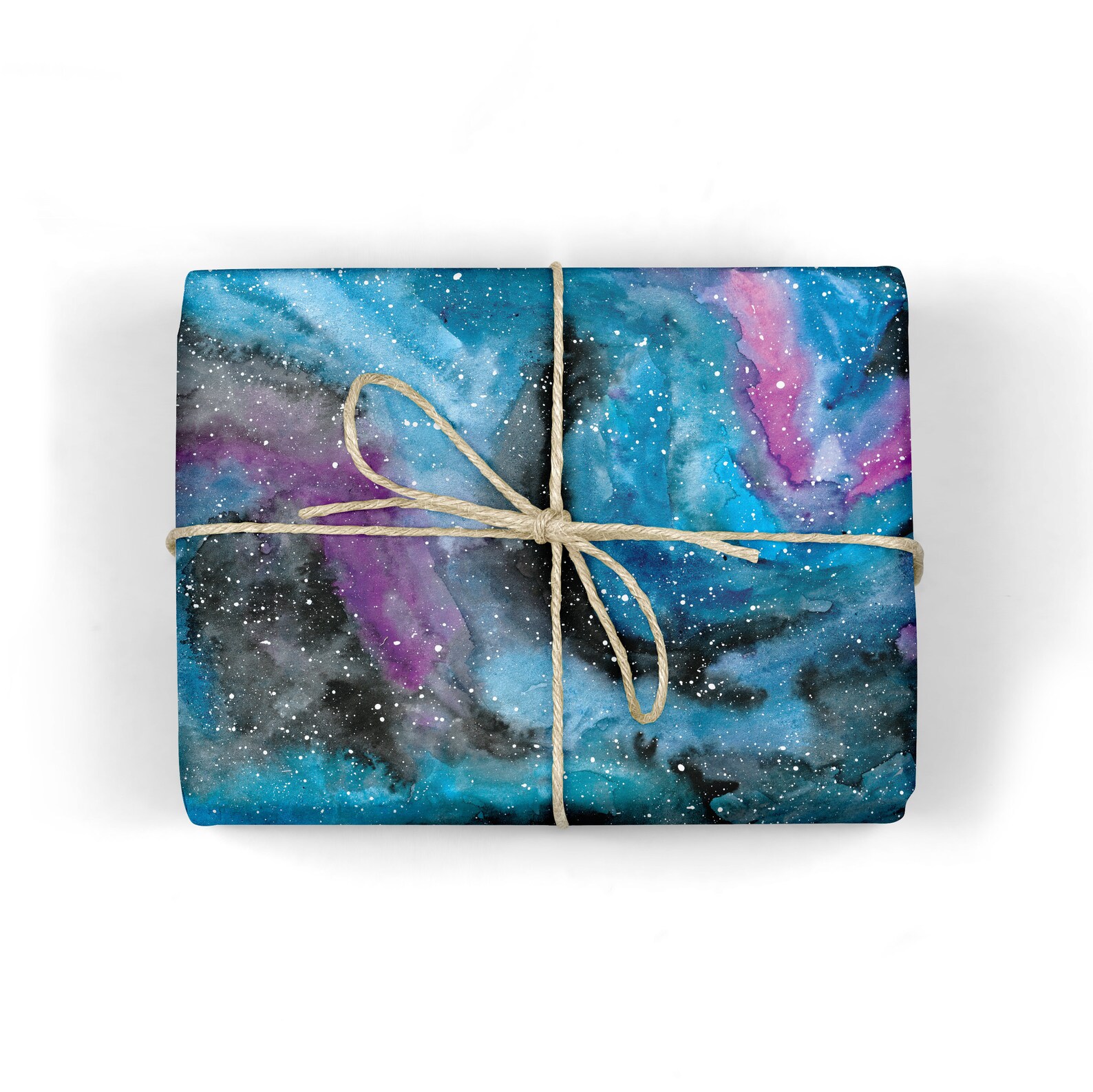 Galaxy Wrapping Paper For Kids - Blue Gold Night Sky Nebula