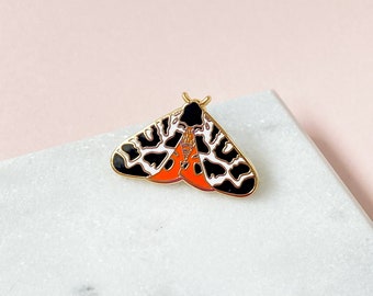 Tiger Moth Enamel Pin - Gold Moth Pin - Tiger Moth Lapel Pin - British Nature Pin - Hard Enamel Moth Pin - Garden Tiger Moth