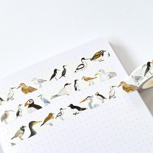 British Coastal Birds Washi Tape - Sea Birds Washi Tape - Eco Friendly Tape - Bird Washi Tape - Paper Tape - British Nature Washi Tape
