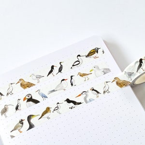 Britisches Küstenvögel Washi Tape - Seevögel Washi Tape - Umweltfreundliches Klebeband - Vogel Washi Tape - Britisches Natur Washi Tape