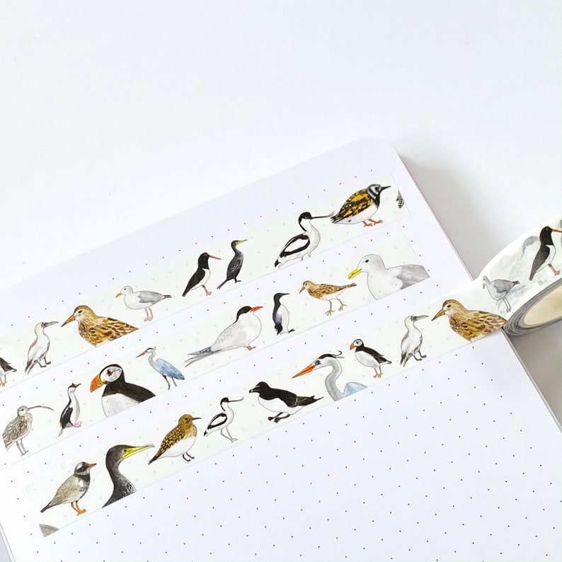 British Coastal Birds Washi Tape - Sea Birds Washi Tape - Eco Friendly Tape - Bird Washi Tape - Paper Tape - British Nature Washi Tape image 5