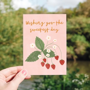 Ik wens je een fijne dag Card - Aardbeienkaart - Verjaardagskaart - Trouwdagkaart