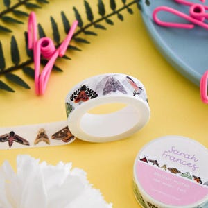 British Moths Washi Tape - Bullet Journal Tape - Eco Friendly Tape - Insect Washi Tape - Moth Paper Tape - Masking Tape