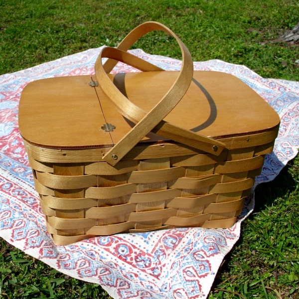 Picnic Basket with Red Gingham Interior