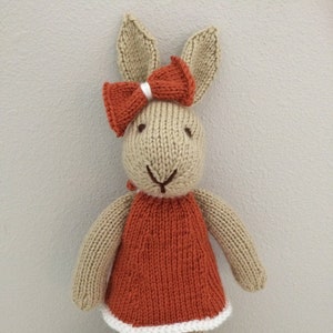 Knitted Bunny Rabbit Stuffed Toy in Dress - Stuffed Bunny - Handmade Rabbit - Kids Soft Toy - Stuffed Animal Toy