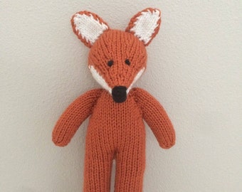 Handmade Knitted Fox - Nursery Fox Stuffed Toy -  Woodland Soft Fox Toy - Baby Shower Gift