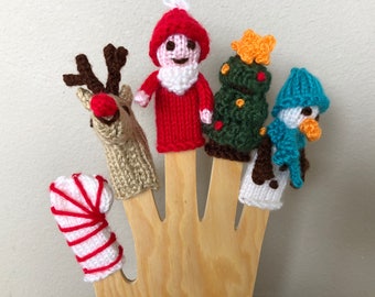Handmade Knitted Christmas Finger Puppet Pattern - Digital Download