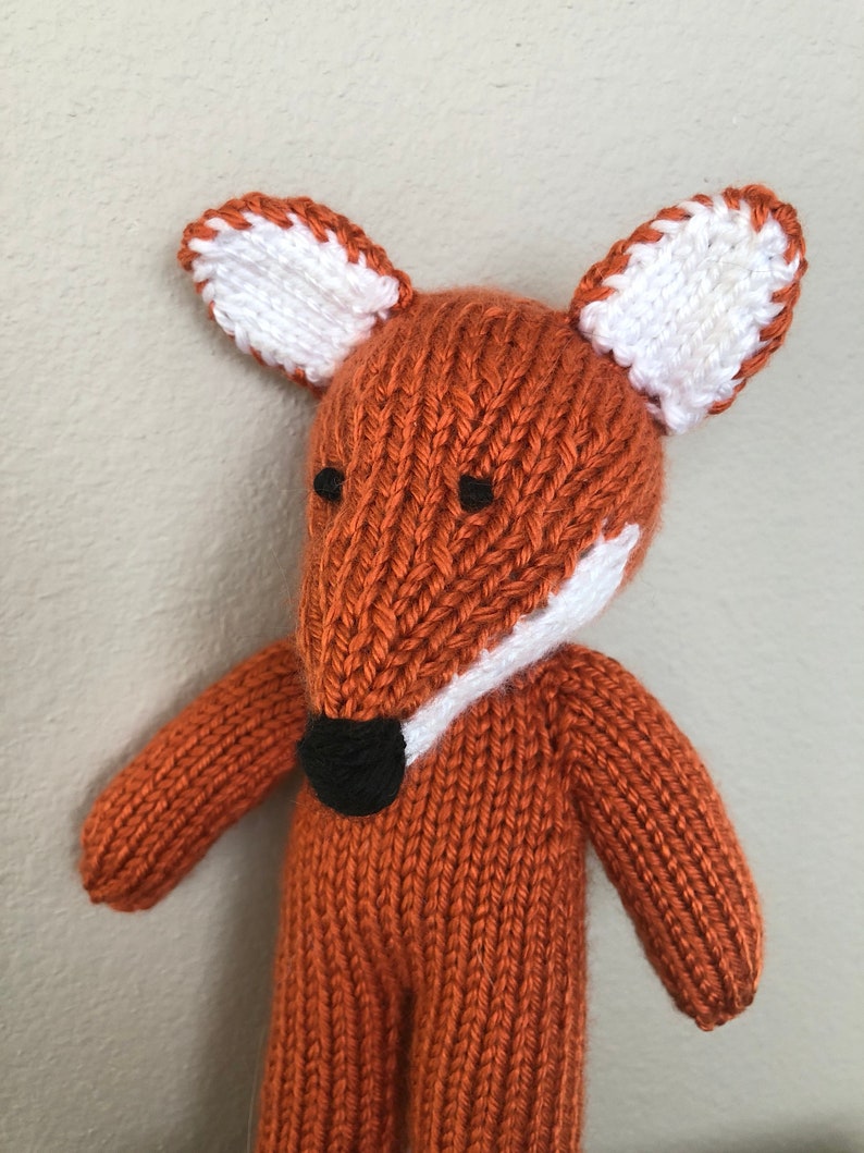 Handmade Knitted Fox Nursery Fox Stuffed Toy Woodland Soft Fox Toy Baby Shower Gift image 6