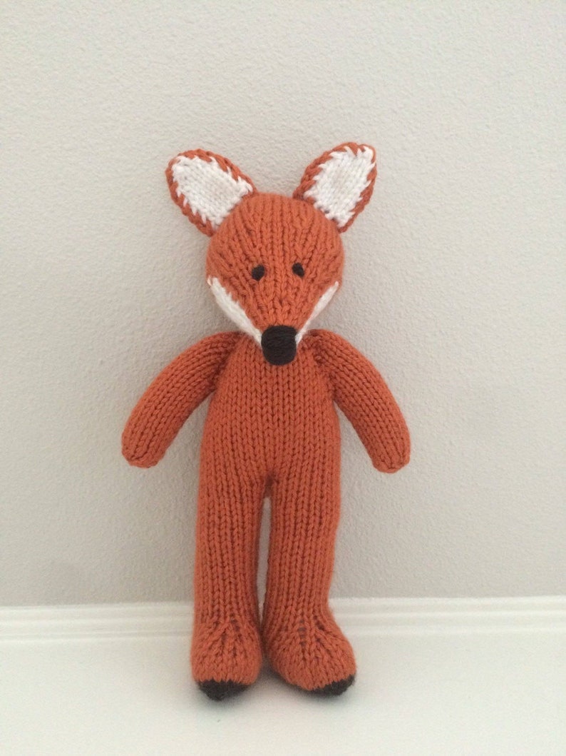 Handmade Knitted Fox Nursery Fox Stuffed Toy Woodland Soft Fox Toy Baby Shower Gift image 1