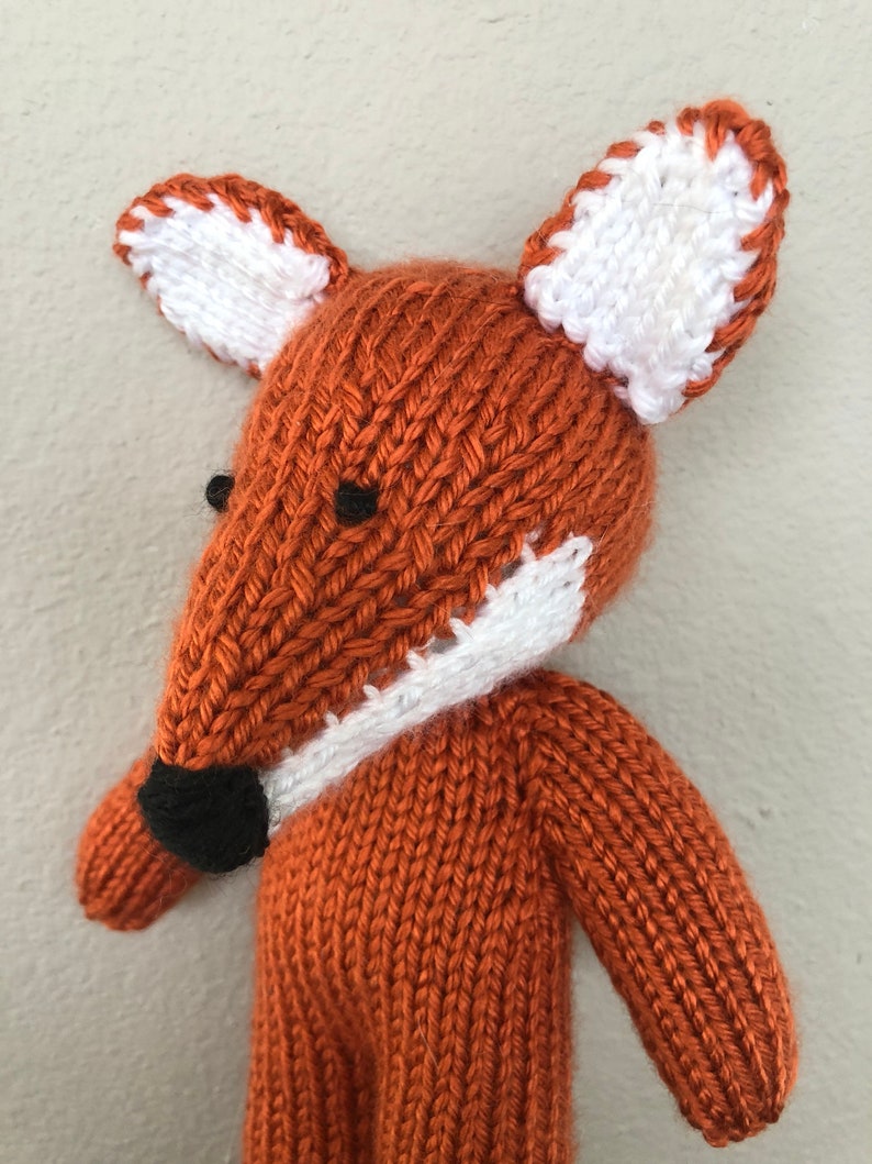 Handmade Knitted Fox Nursery Fox Stuffed Toy Woodland Soft Fox Toy Baby Shower Gift image 7
