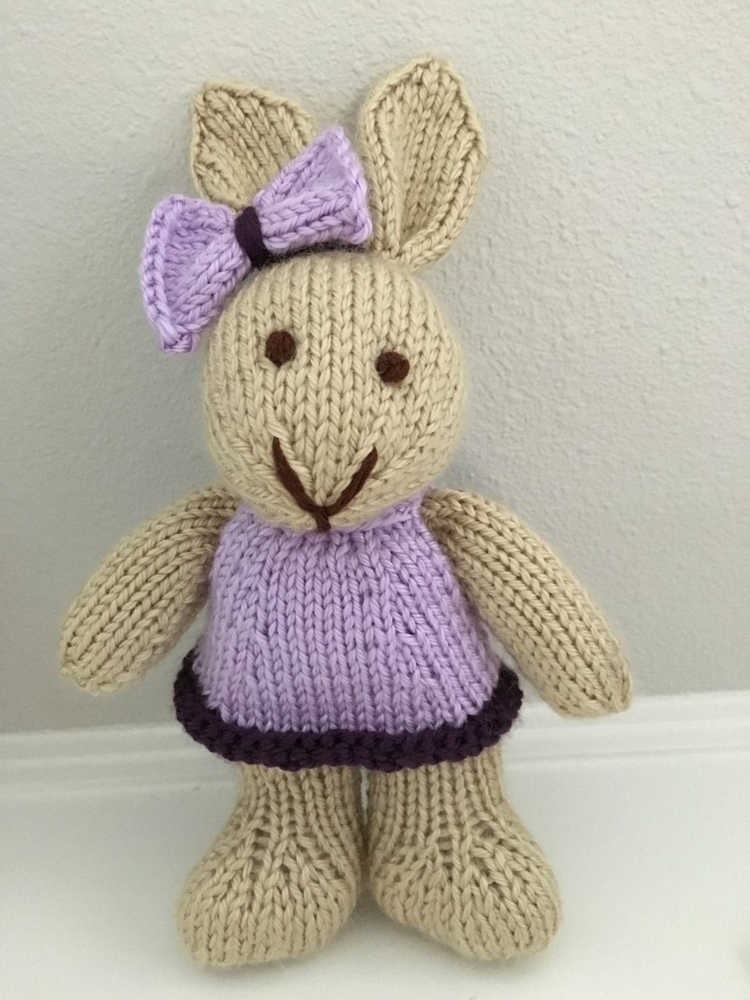 Grand Lapin En Tricot Fait Main - 43 Cm - Pour Enfant 3-4 Ans - Doux Et Câlin