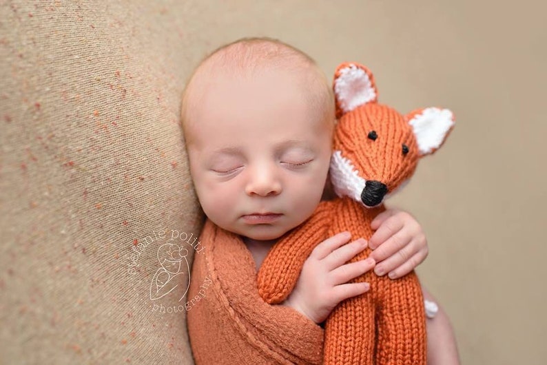 Handmade Knitted Fox Nursery Fox Stuffed Toy Woodland Soft Fox Toy Baby Shower Gift image 9