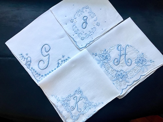 Handkerchief Monogrammed Initial Letter | Wedding… - image 2